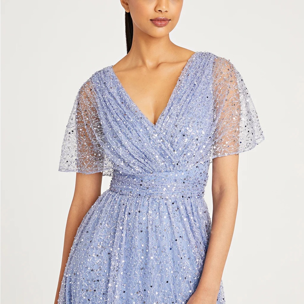$995 NWOT Theia “Sabine” Beaded and Sequined Maxi Dress in Slate Sz 4 - Picture 3 of 11